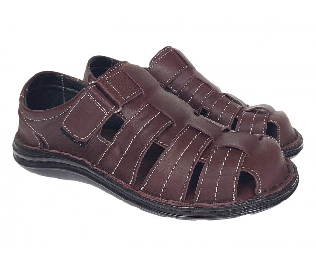 Sandale barbati casual din piele naturala Bordeaux RGKR73VIS