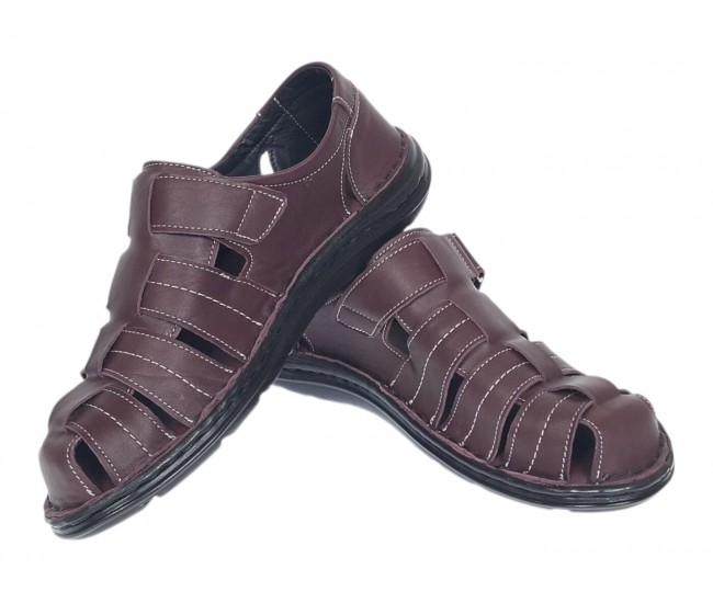 Sandale barbati casual din piele naturala Bordeaux RGKR73VIS