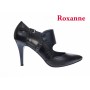 Pantofi stiletto, dama, negri, din piele naturala, toc 8cm, Roxanne, ROX70N