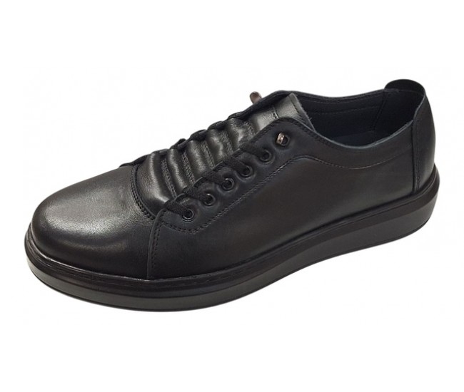 Pantofi sport-casual barbati din piele naturala culoare neagra DeSuceava RSY01N