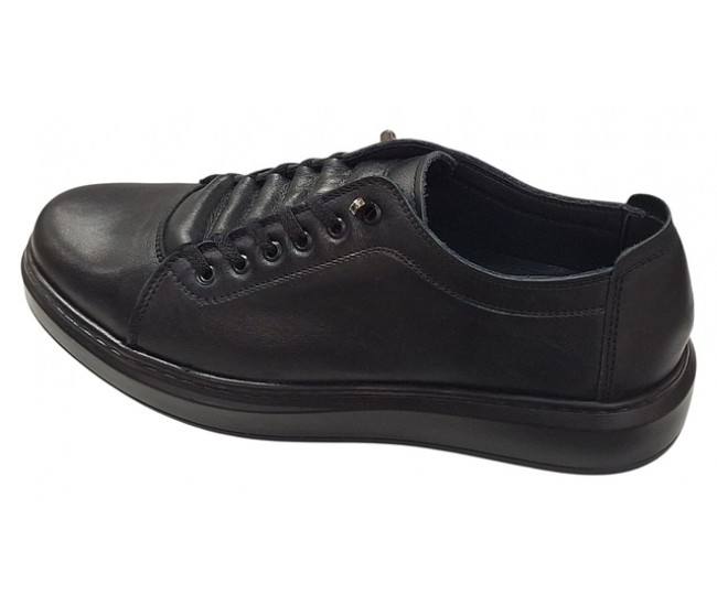 Pantofi sport-casual barbati din piele naturala culoare neagra DeSuceava RSY01N