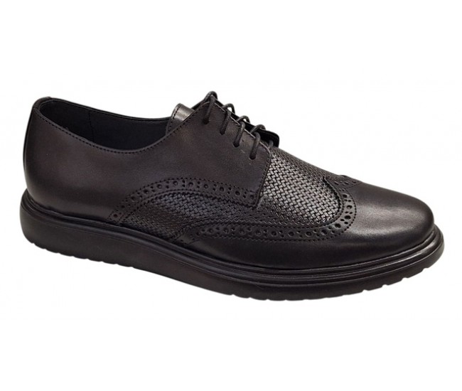 Pantofi Brogue Derby Casual-Eleganti barbati din piele naturala culoare neagra DeSuceava RSY02N