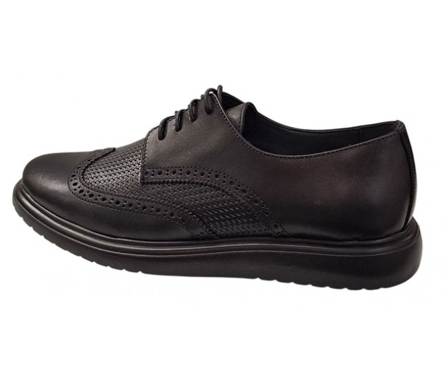 Pantofi Brogue Derby Casual-Eleganti barbati din piele naturala culoare neagra DeSuceava RSY02N