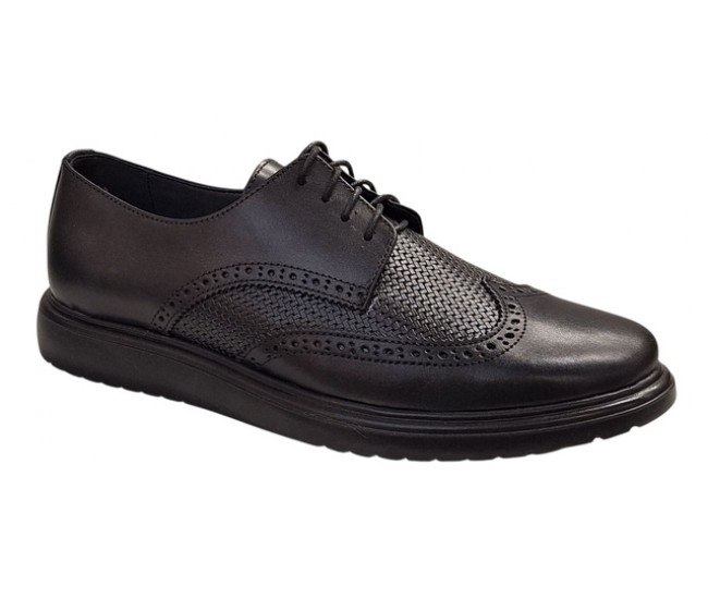 Pantofi Brogue Derby Casual-Eleganti barbati din piele naturala culoare neagra DeSuceava RSY02N