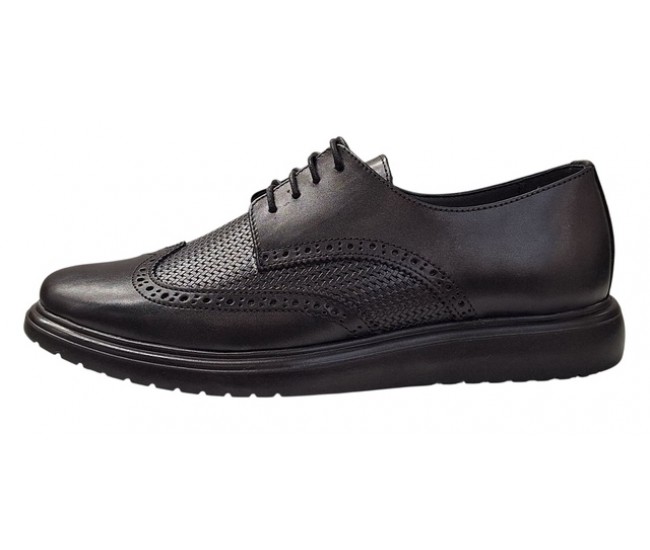 Pantofi Brogue Derby Casual-Eleganti barbati din piele naturala culoare neagra DeSuceava RSY02N