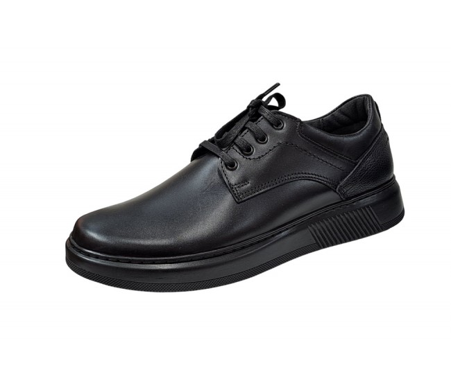 Pantofi barbati casual din piele naturala, negru, Ciucaleti Inacalaminte, RSY2N