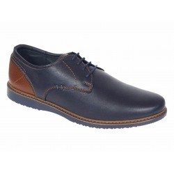 Pantofi barbati casual din piele naturala bleumarin - maro RSY470BL