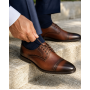 Pantofi barbati maro din piele naturala, eleganti si perforati – stil rafinat, confort Office RSY479M