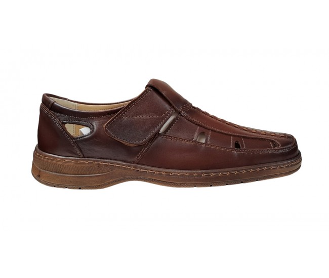 Pantofi barbati casual, perforati, din piele naturala, Maro - RSY502M