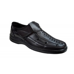 Pantofi barbati casual, perforati, din piele naturala, Negru - RSY502N