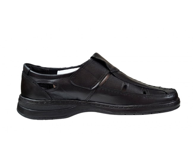 Pantofi barbati casual, perforati, din piele naturala, Negru - RSY502N