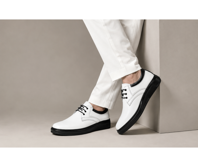 Pantofi barbati albi casual din piele naturala - RSY5AN