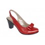 Pantofi dama decupati din piele naturala box cu varf lacuit - Mara Rosu L
