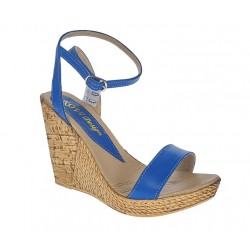 Sandale dama din piele naturala cu platforme de 10 cm - Model Albastru