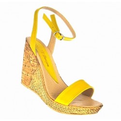Sandale dama din piele naturala cu platforme de 10 cm - Model Galben