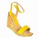 Sandale dama din piele naturala cu platforme de 10 cm - Model Galben