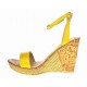 Sandale dama din piele naturala cu platforme de 10 cm - Model Galben