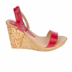 Sandale dama, din piele naturala, cu platforma, rosii,  Made in Romania  - S107R