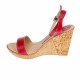 Sandale dama, din piele naturala, cu platforma, rosii,  Made in Romania  - S107R