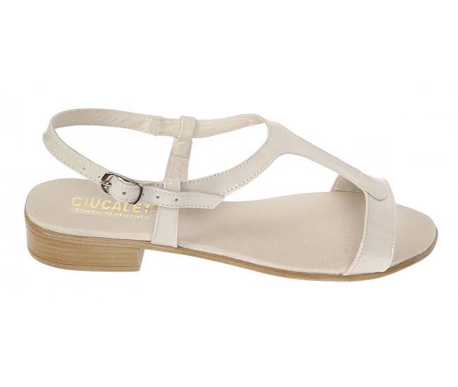 Sandale dama casual din piele naturala cu talpa joasa S16LB1 Bej Lac