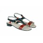 Sandale dama din piele naturala LAC, in combinatie de culori, rosu cu bleumarin, S16RBLAC