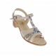 Sandale dama de vara cu toc de 5 cm, din piele naturala lacuita, bej cu floricele, S21LACBEJ