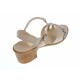 Sandale dama de vara cu toc de 5 cm, din piele naturala lacuita, bej cu floricele, S21LACBEJ