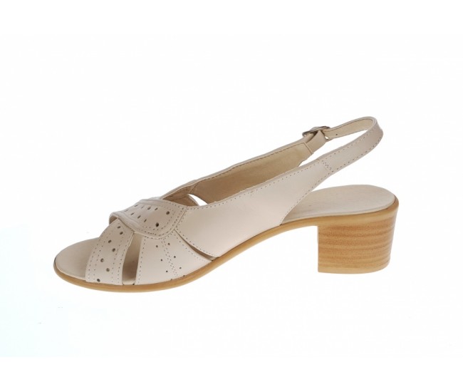 Sandale dama de vara cu toc de 5 cm, din piele naturala, bej, S25BEJBOX