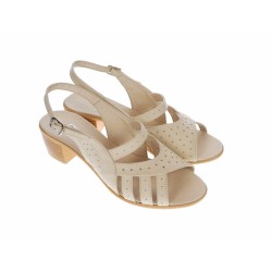 Sandale dama de vara cu toc de 5 cm, din piele naturala, bej, S26BEJBOX