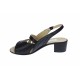 Sandale dama de vara cu toc de 5 cm, din piele naturala, neagra, S26NBOX