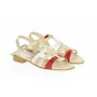 Sandale dama, din piele naturala box, rosu, bej si alb, S2RBA