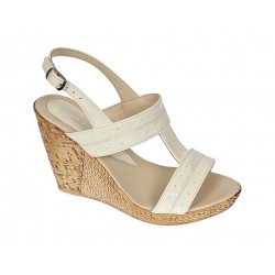 Sandale dama din piele naturala lacuita, platforme de 10 cm S300CREM