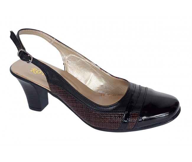 Pantofi dama decupati din piele naturala - Model cu toc 5cm - S301MN