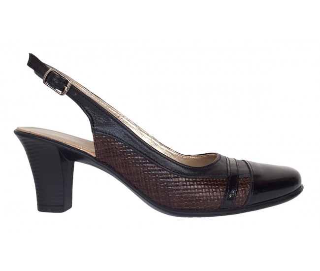 Pantofi dama decupati din piele naturala - Model cu toc 5cm - S301MN