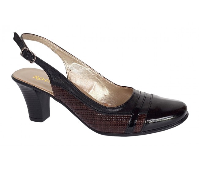 Pantofi dama decupati din piele naturala - Model cu toc 5cm - S301MN
