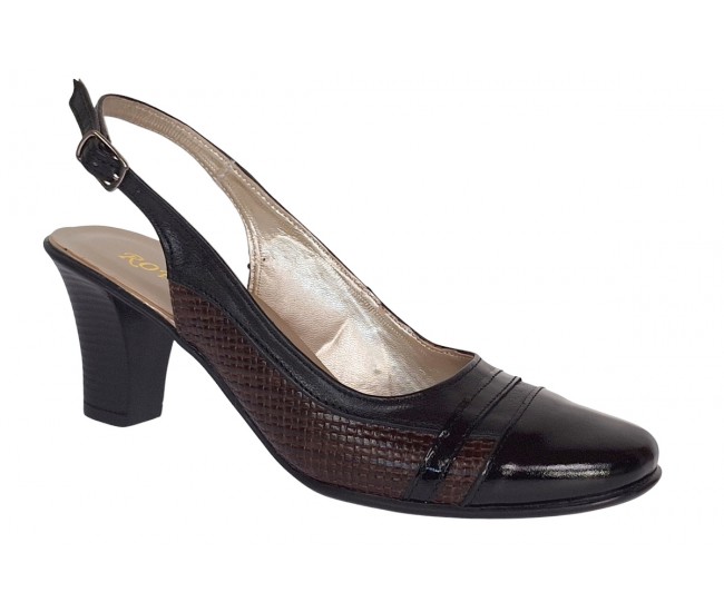 Pantofi dama decupati din piele naturala - Model cu toc 5cm - S301MN