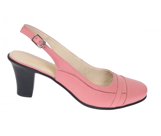 Pantofi dama decupati eleganti din piele naturala Roz - S301ROZ