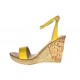 Sandale dama din piele naturala, Platforme 12cm, Maro S415M