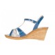 Sandale dama, din piele naturala cu platforme de 7.5cm, Albastru Indigo, S47LBL