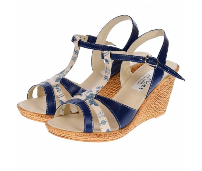 Sandale dama, din piele naturala, Toc 8 cm, Albastru Indigo, S48BLBOX