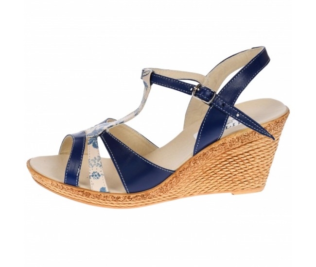 Sandale dama, din piele naturala, Toc 8 cm, Albastru Indigo, S48BLBOX