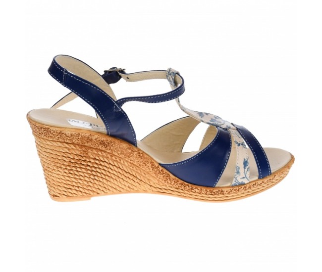 Sandale dama, din piele naturala, Toc 8 cm, Albastru Indigo, S48BLBOX