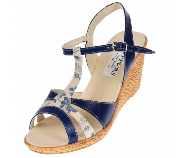 Sandale dama, din piele naturala, Toc 8 cm, Albastru Indigo, S48BLBOX