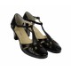Sandale dama, negre, din piele naturala cu toc de 7cm - S48BOXN