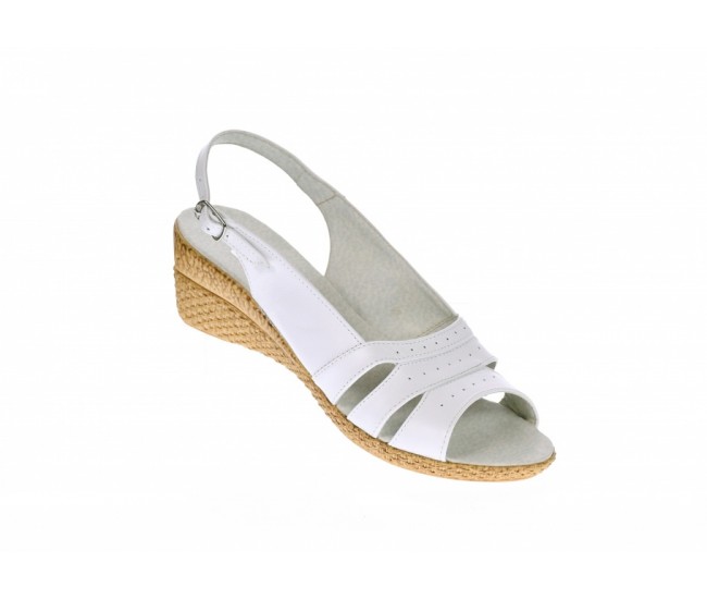 Sandale dama albe din piele naturala box, platforme de 5cm, S4ALBBOX