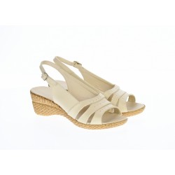 Sandale dama din piele naturala box, bej, platforme de 5cm, S4BEJ