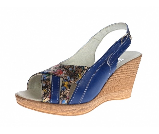 Sandale dama de vara cu platforme de 7 cm, din piele naturala, albastru, BOX, S50BLBOX