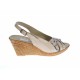 Sandale dama de vara cu platforme de 7 cm, din piele naturala lacuita, bej, S50LACBEJ