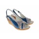 Sandale dama de vara cu platforme de 7 cm, din piele naturala lacuita, bleumarin, S50LACBLM