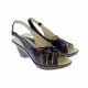 Sandale dama de vara cu platforme de 7 cm, din piele naturala lacuita, neagra, S50LACNEGRU